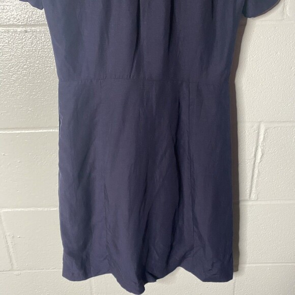 Mo Vint New York Black Shirt Dress XS Short Sleeve Anthropologie Linen Blue - Picture 8 of 11